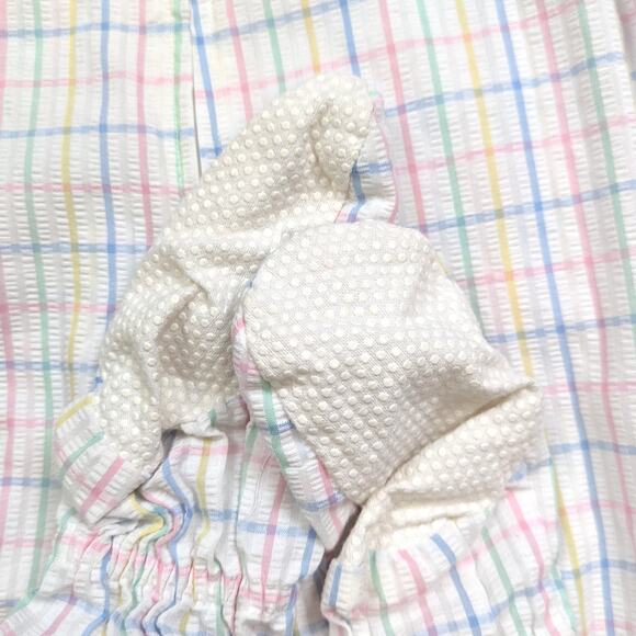 Vintage Homemade Pajamas Footies One Piece Girls Sz 12-18m Pastel Plaid - Picture 4 of 5